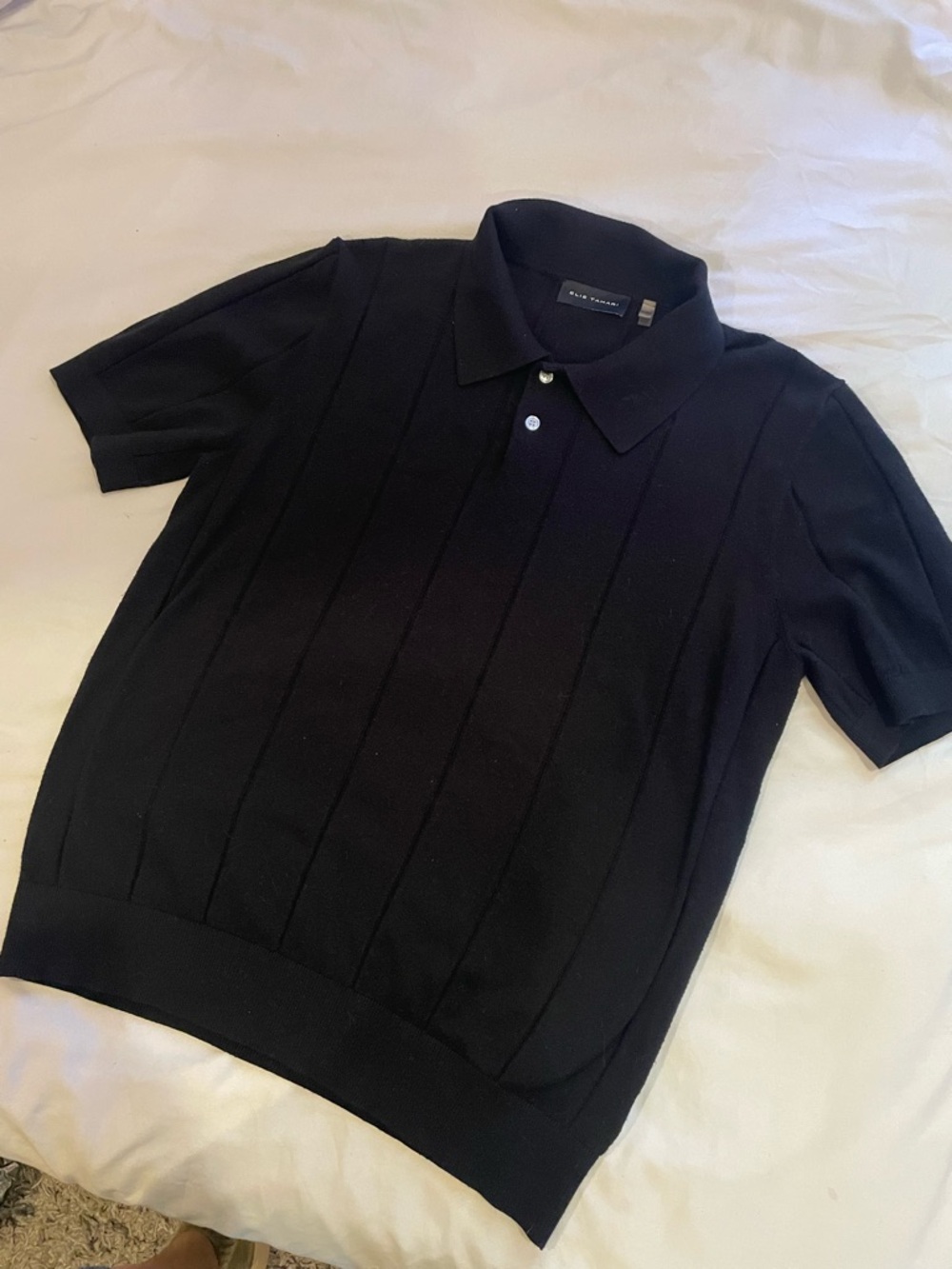 Elie Tahari Black Short-Sleeve Polo